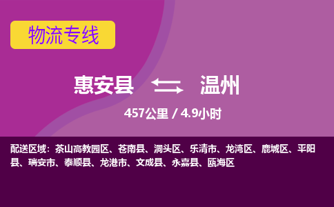 惠安县到温州物流专线，集约化一站式货运模式