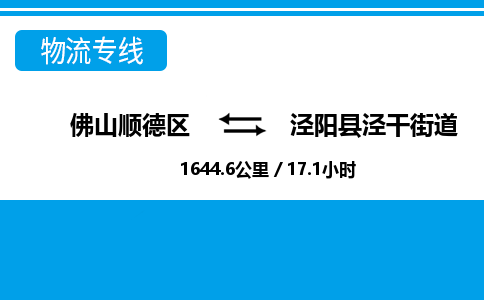 佛山顺德区到泾阳县泾干街道物流专线-佛山顺德区到泾阳县泾干街道货运-顺德到西北物流，顺德到西北货运