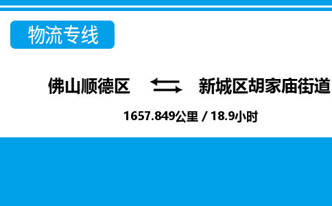 佛山顺德区到新城区胡家庙街道物流专线-佛山顺德区到新城区胡家庙街道货运-顺德到西北物流，顺德到西北货运